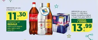 HiperDino Arehucas ron oro o blanco arehucas ron oro o blanco + red bull bebida energética original o sugar free oferta