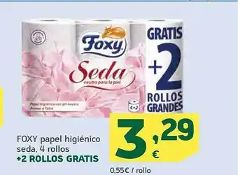 HiperDino Foxy papel higiénico seda oferta