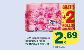 HiperDino Foxy papel higiénico bouquet oferta
