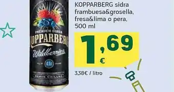 HiperDino Kopparberg sidra frambuesa&grosella, fresa&lima o pera oferta