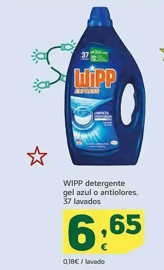 HiperDino Wipp detergente gel azul o antiolores 37 lavados oferta