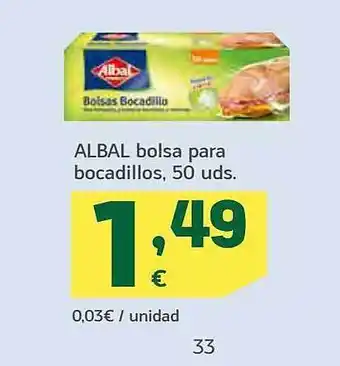 HiperDino Albal bolsa para bocadillos oferta