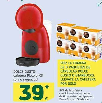 HiperDino Dolce gusto cafetera piccolo xs roja o negra oferta