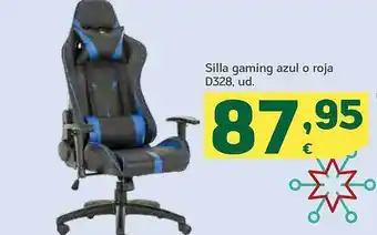 HiperDino Silla gaming azul o roja d328 oferta