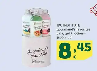 HiperDino Idc institute gourmand's favorites caja gel + loción + jabón oferta