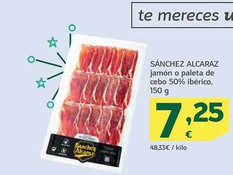 HiperDino Sánchez alcaraz jamón o paleta de cebo 50% ibérico oferta