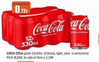Super Alcoop Coca cola pack-12 clásica, light, zero o zero-zero oferta