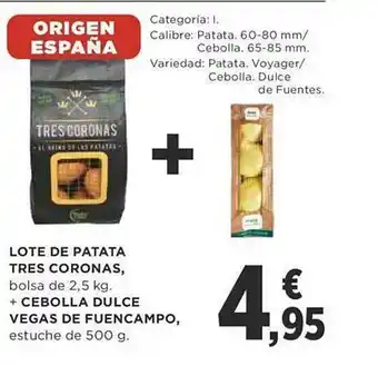 Supercor Lote de patata tres coronas + cebolla dulce vegas de fuencampo oferta