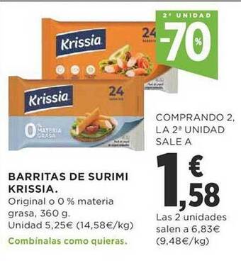 Supercor 2a unidad -70% barritas de surimi krissia oferta