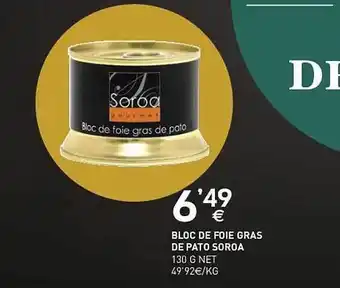 BM Supermercados Bloc de foie gras de pato soroa oferta