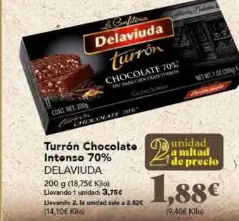 Gadis Turrón chocolate intenso 70% delaviuda oferta
