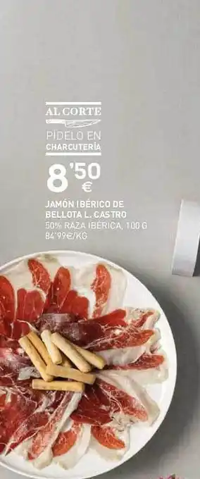 BM Supermercados Jamón ibérico de bellota l. castro 50% raza ibérica oferta
