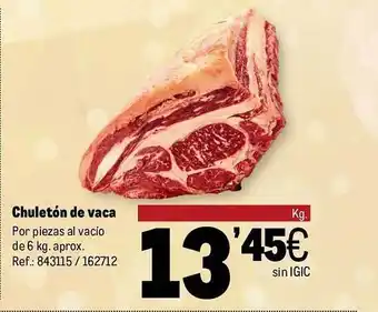 Makro Chuletón de vaca por piezas al vacío de aprox oferta