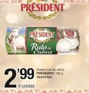 SPAR Queso rulo de cabra président oferta