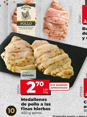 Dia Medallones de pollo a las finas hierbas 450g aprox. oferta