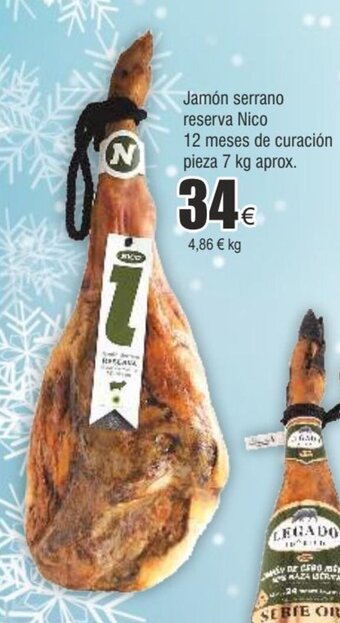 FROIZ Jamón serrano reserva nico 12 meses de curación pieza 7 kg aprox. oferta