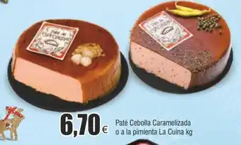 FROIZ Paté cebolla caramelizada o a la pimienta la cuina kg oferta