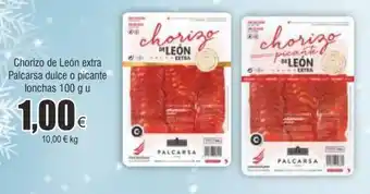 FROIZ Chorico de león extra palcarsa dulce o picante lonchas 100 g u oferta