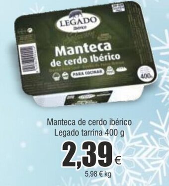 FROIZ Manteca de cerdo ibérico legado tarrina 400 g oferta