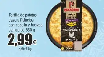 FROIZ Tortilla de patatas casera palacios con cebolla u huevos camperos 650 g oferta