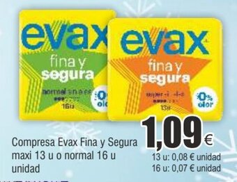 FROIZ Compresa evax fina y segura maxi 13 u o normal 16 u unidad oferta