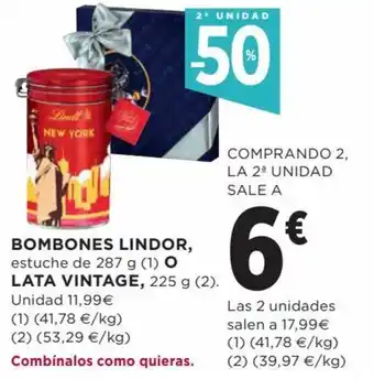 Hipercor Bombones lindor, lata vintage oferta