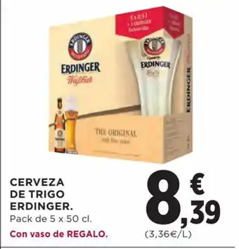 Hipercor Cerveza de trigo ERDINGER oferta
