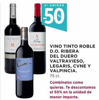 Hipercor Vino tinto roble D.O. ribera del duero valtravieso oferta