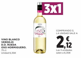 Hipercor Vino blanco verdejo D.O. rueda oso hormiguero oferta