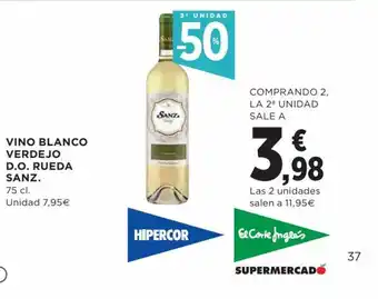 Hipercor Vino blanco verdjo D.O. rueda sanz oferta