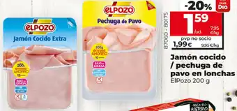 Dia Jamón cocido/pechuga de pavo en lonchas ElPozo 200g oferta