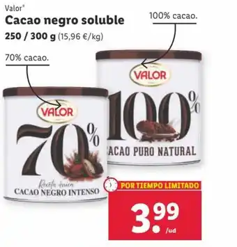 Lidl Cacao negro soluble VALOR oferta