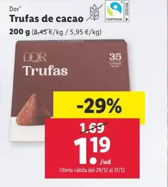 Lidl Trufas de cacao DOR oferta