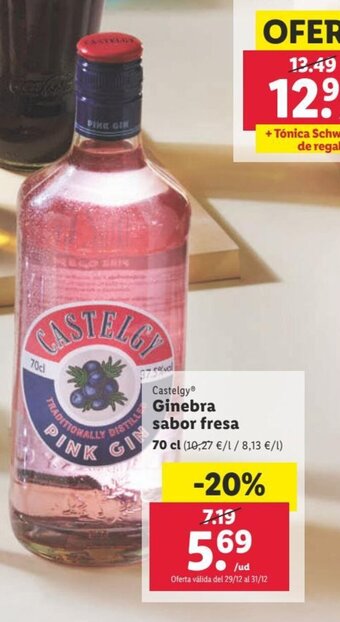 Lidl Ginebra sabor fresa oferta