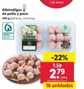 Lidl Albóndigas de pollo y pavo oferta