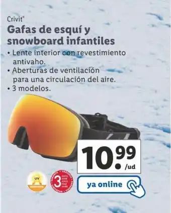Lidl Gafas de esqui y snowboard infantiles oferta