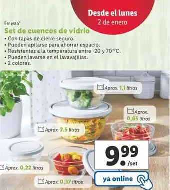 Lidl Set de cuencos de vidrio ERNESTO oferta