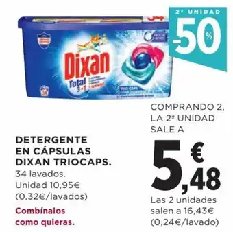Hipercor Detergente en cápsulas dixan triocaps oferta