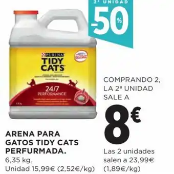 Hipercor Arena para gatos tidy cats perfurmada oferta