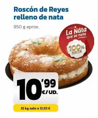 AhorraMas Roscón de reyes relleno de nata oferta