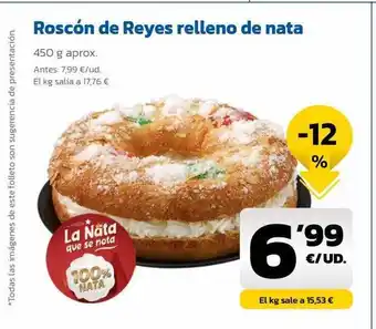 AhorraMas Rorscón de reyes relleno de nata oferta