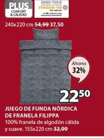 JYSK Juego de Funda Nórdica de Franela Filippa oferta
