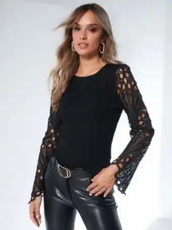 Venca Camiseta fiesta con mangas de guipur oferta