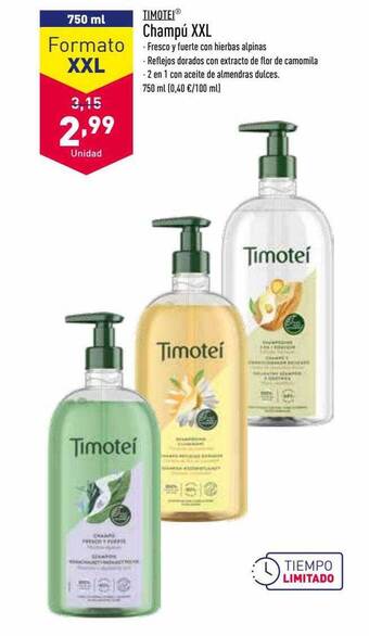 ALDI Timotei champú xxl oferta