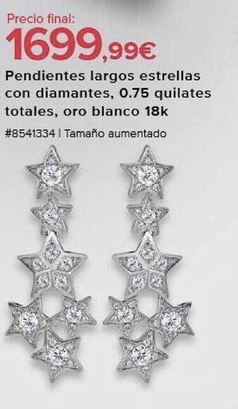 Costco Pendientes largos estrellas con diamantes, 0.75 quilates totales, oro blanco 18k oferta