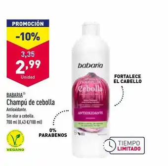 ALDI Babaria champú de cebolla oferta