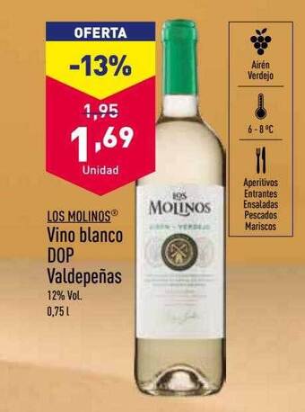 ALDI Los molinos vino blanco dop valdepeñas oferta