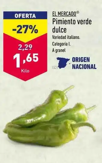 ALDI El mercado pimiento verde dulce oferta
