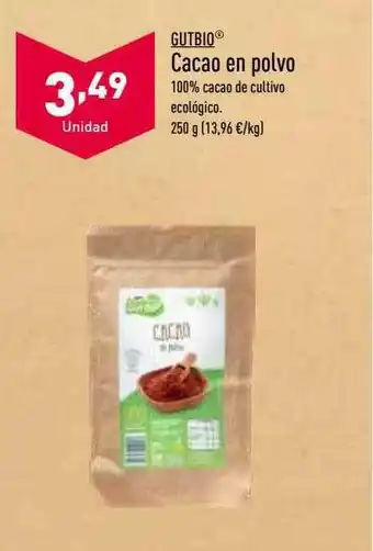ALDI Gutbio cacao en polvo oferta