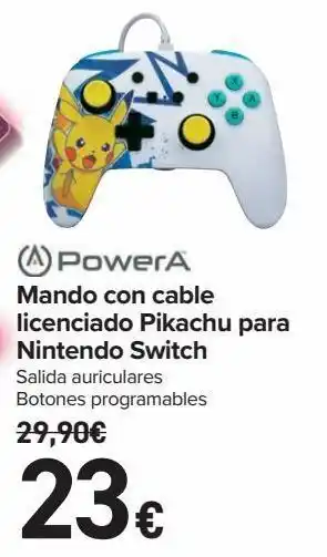 Carrefour Mando con cable licenciado pikachu para nintendo switch oferta